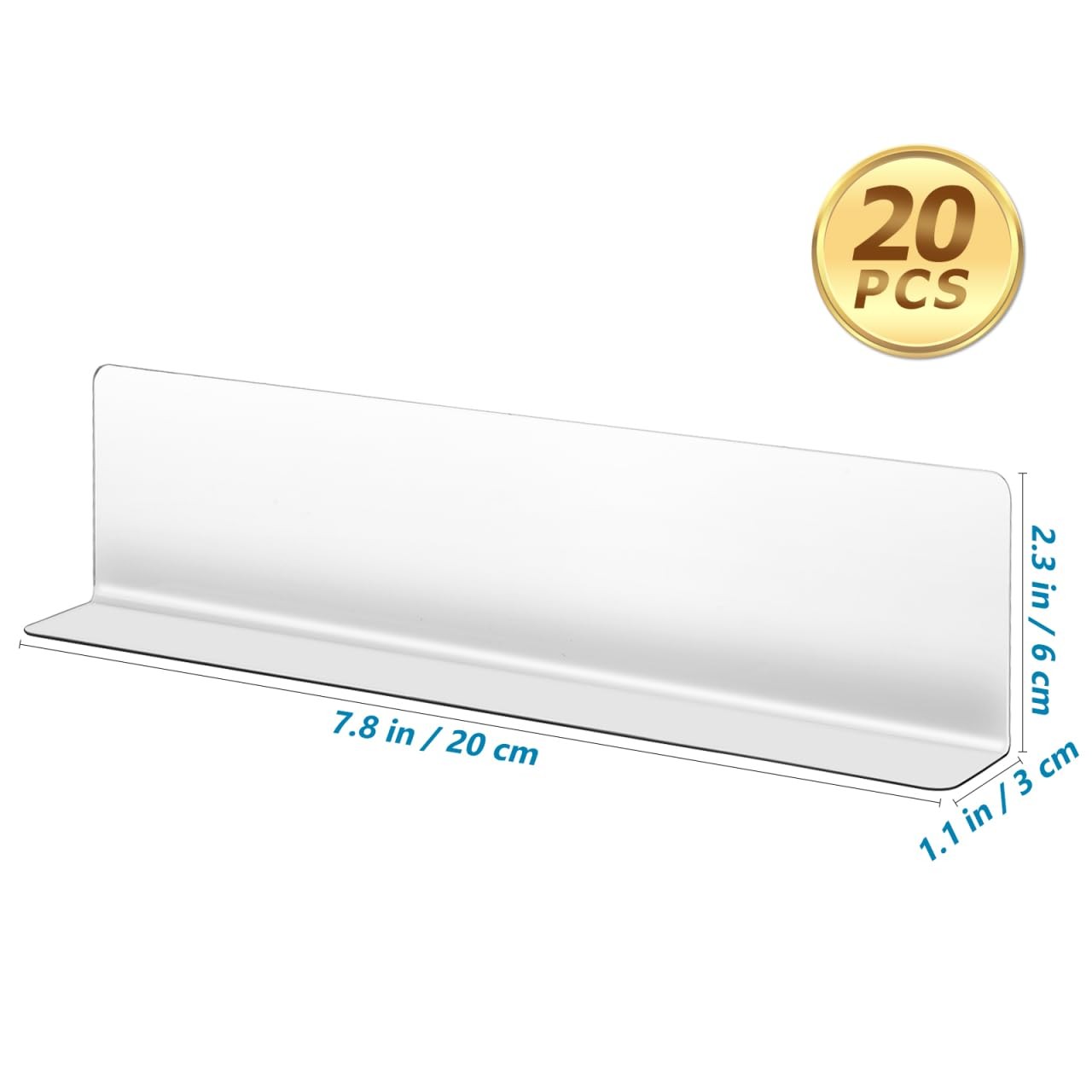 Shelf Divider Organizer 20pcs Shelf Dividers Clear Plastic Commodity Separato...