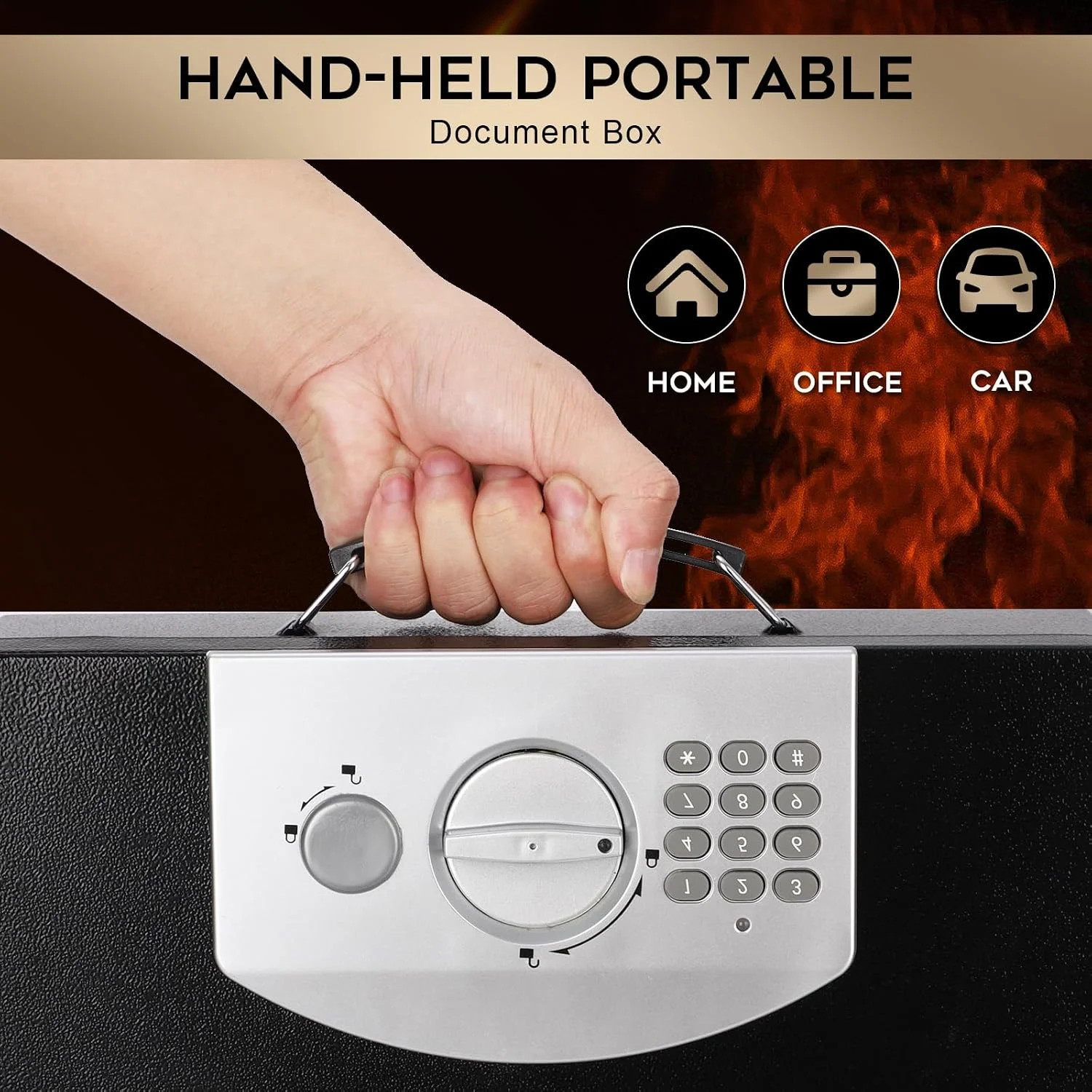 Dalmbox Portable Metal Safe Box with Digital Code Lock,Fire Resistant Storage fo