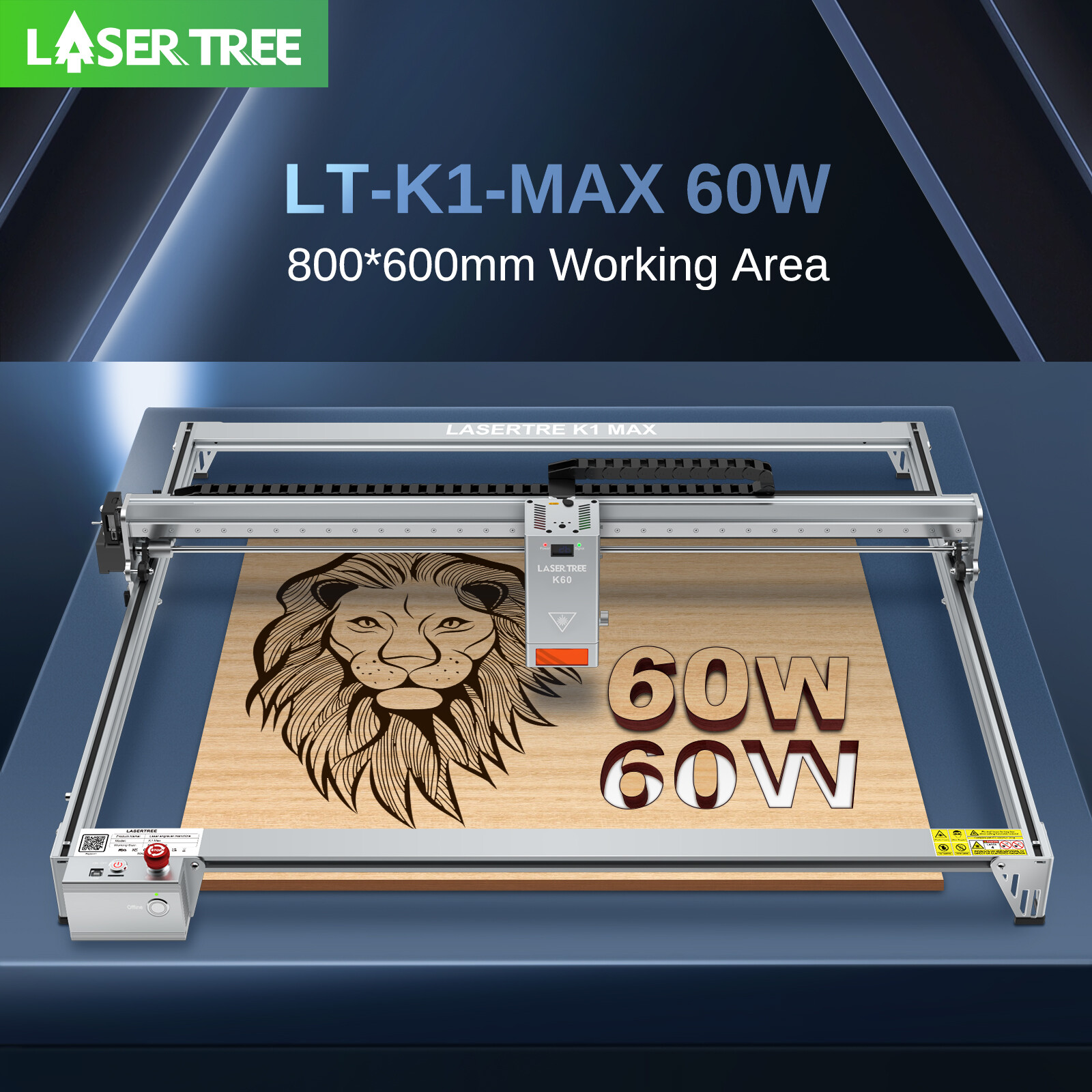LASER TREE K1 Max 60W Laser Engraver Machine 800*600mm Engraving Working Area