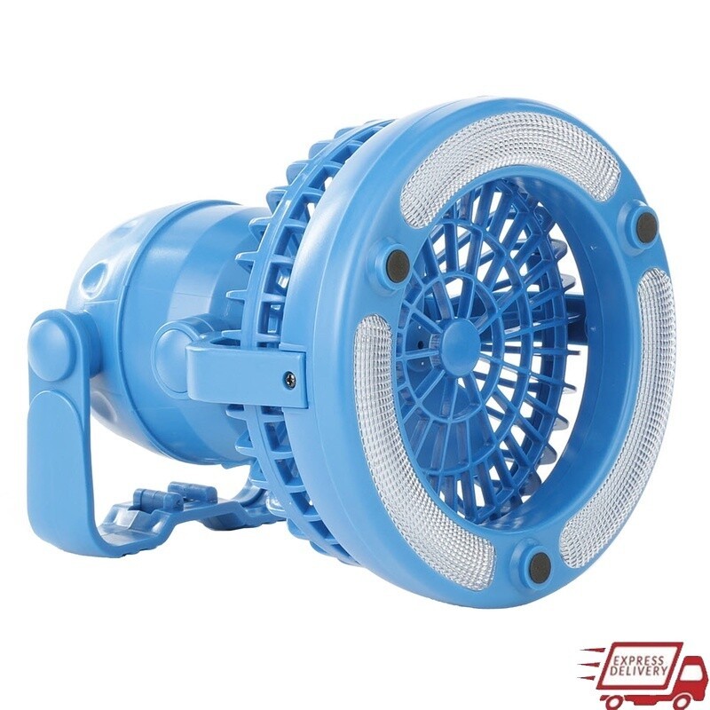 2 in 1 Portable Camping Lantern Fan Water Resistant LED Light Battery USB Power