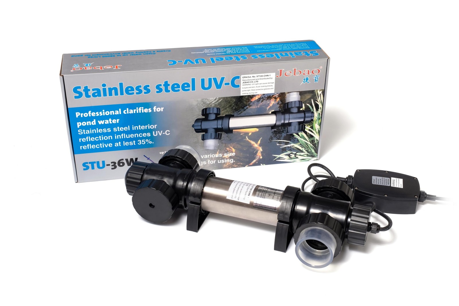 Jebao STU 36 Stainless Steel Pond and Aquarium Clarifier Up to 8800 Gallons