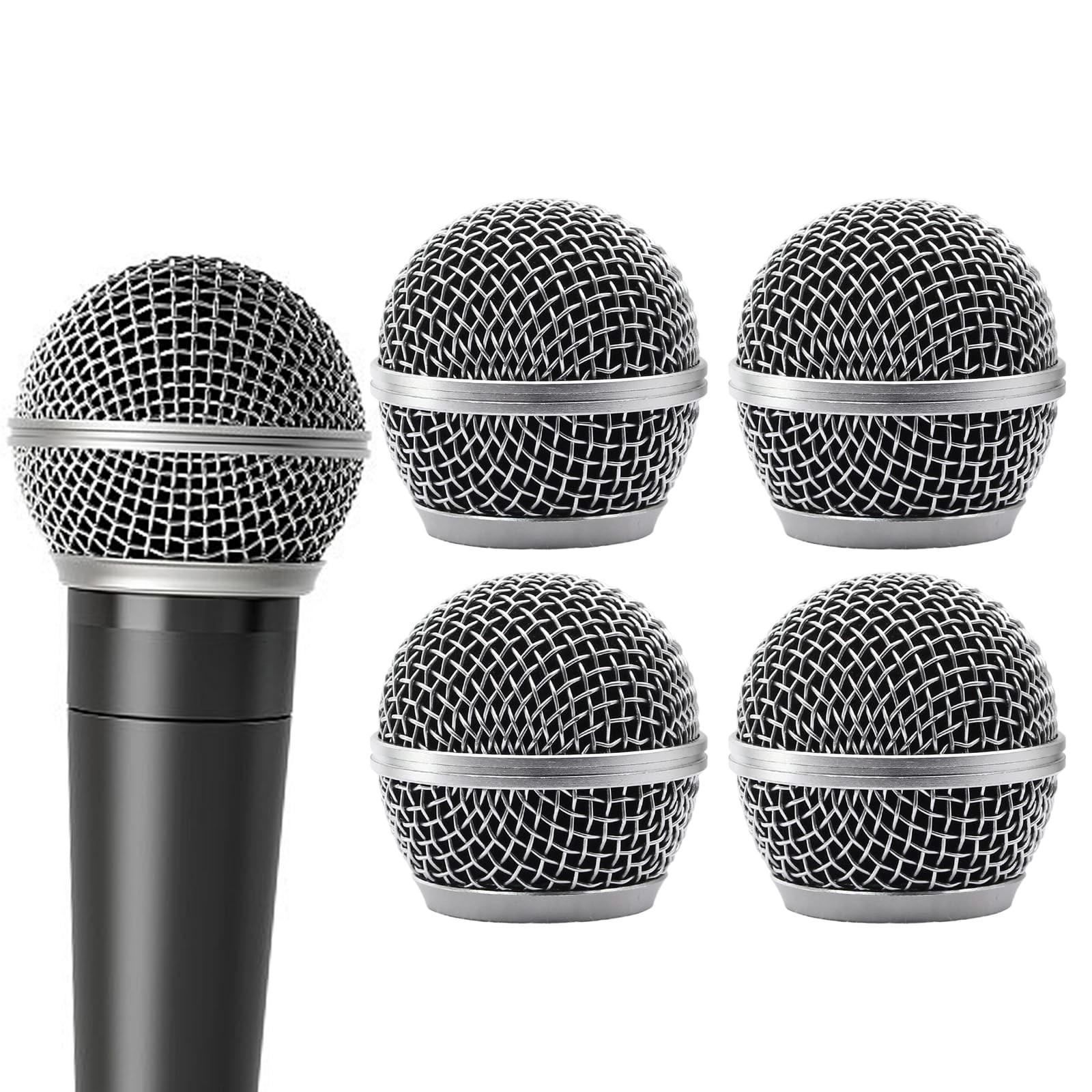 Zorfeter 4 PCS SM58 Microphone Head Replacement, Standard Size Grille Mic Rep...