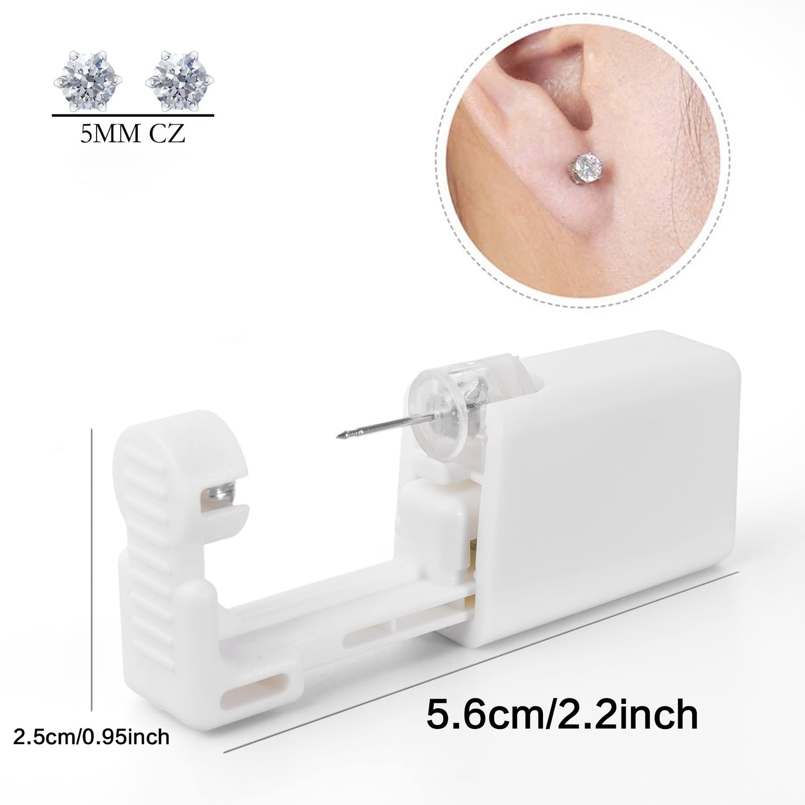 Ear Piercing Kit, 2 Pcs Disposable Ear Piercing Gun with Preloaded Ear Stud, ...