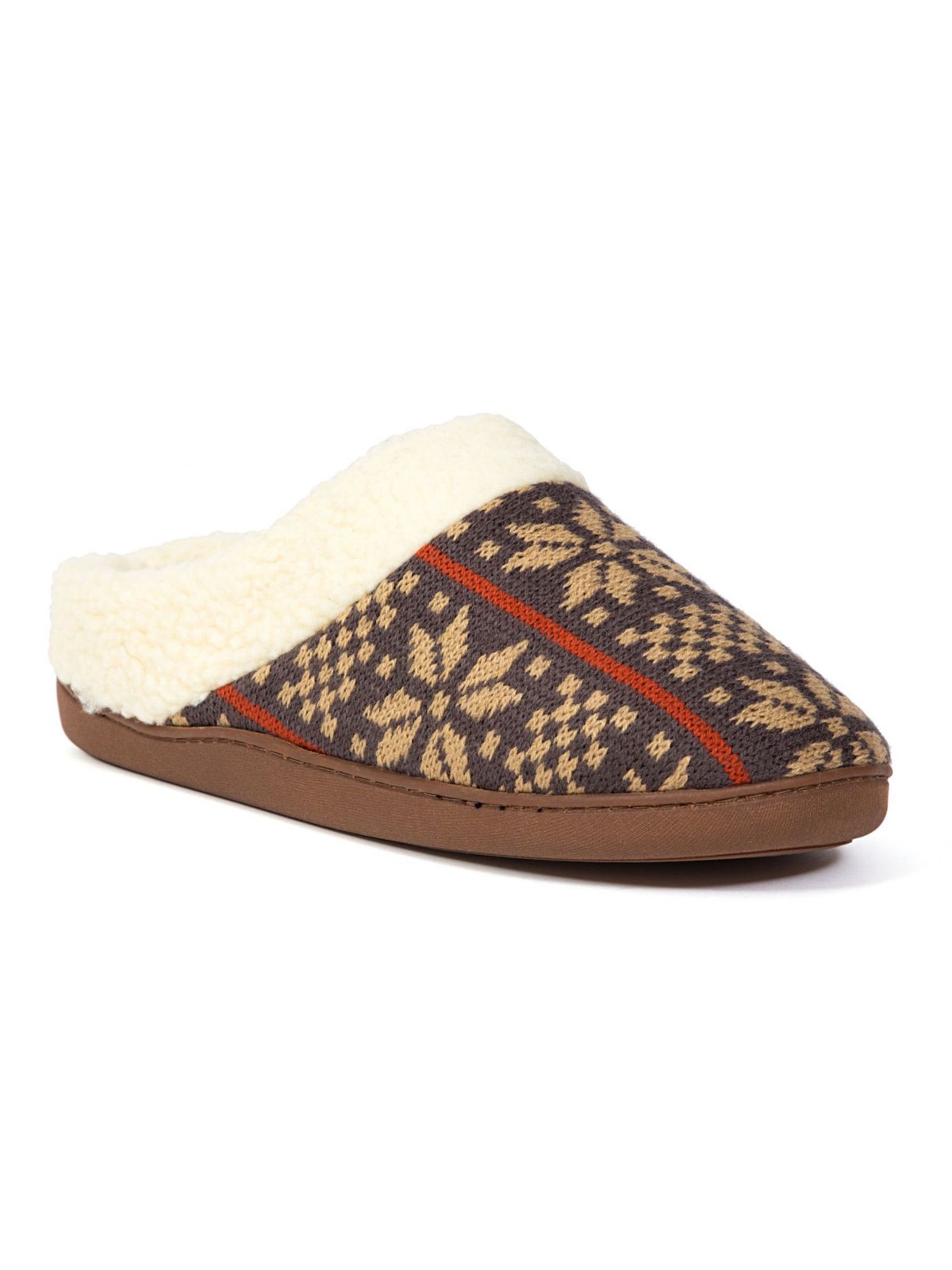 DEER STAGS Mens Brown Patterned Cushioned Lodge Round Toe Slip On Slippers 11-12