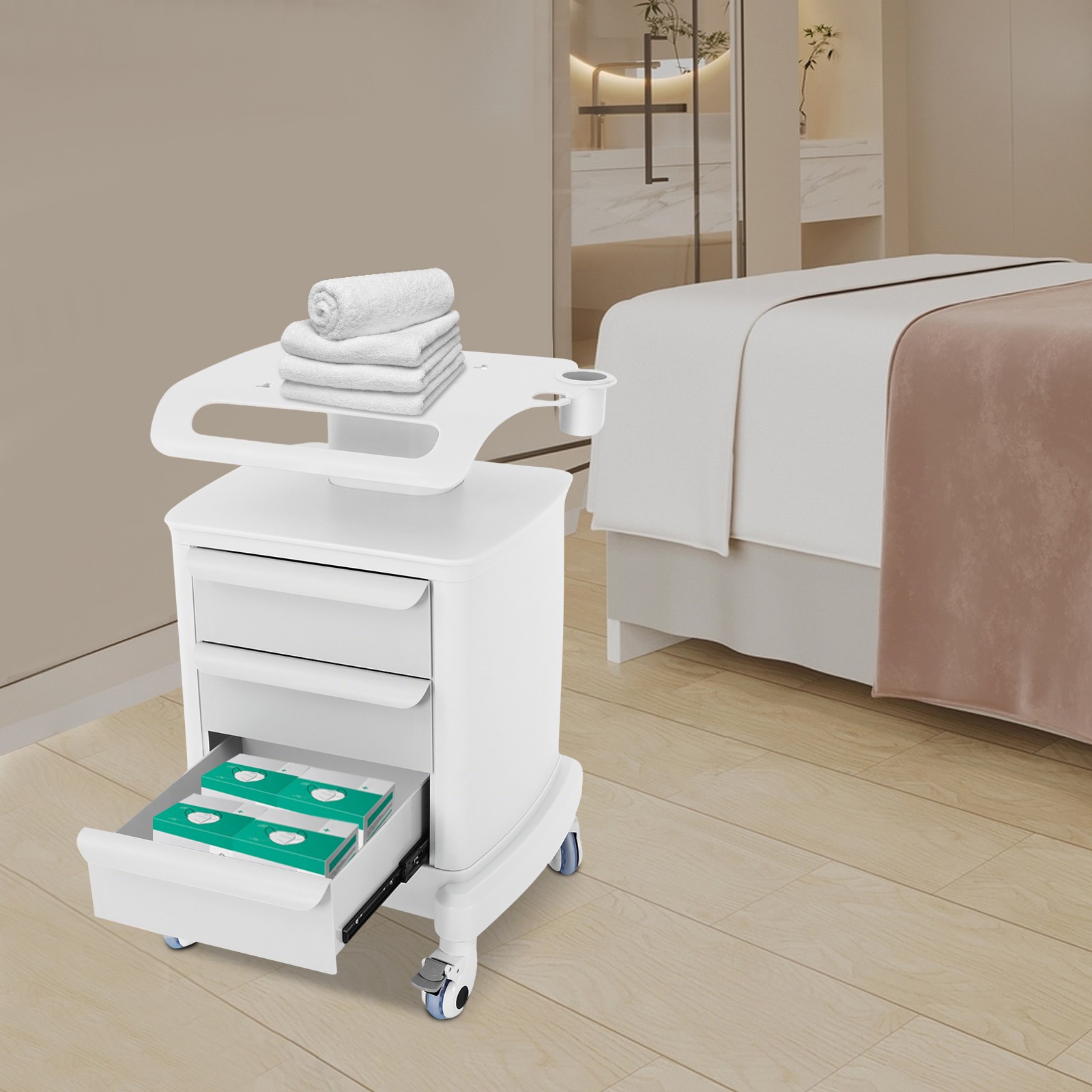 Mobile Beauty Spa Salon Medical Trolley Cart with Drawers Portable Tool Cart