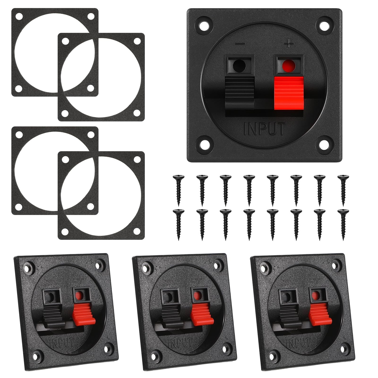 4PCS Speaker Box Terminals Connectors, 2-Way Square Spring Subwoofer Box,...