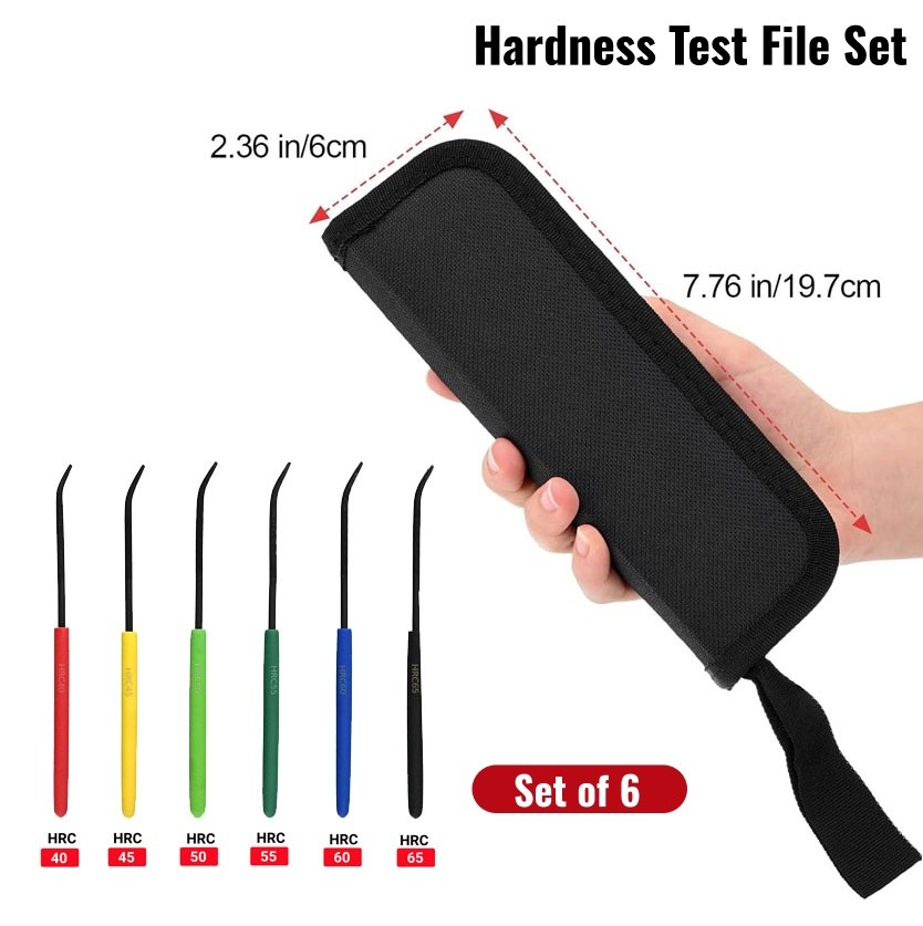 6 Pcs Hardness Tester File Set HRC40-65,7.1 inch Hardness Tester File with Bag