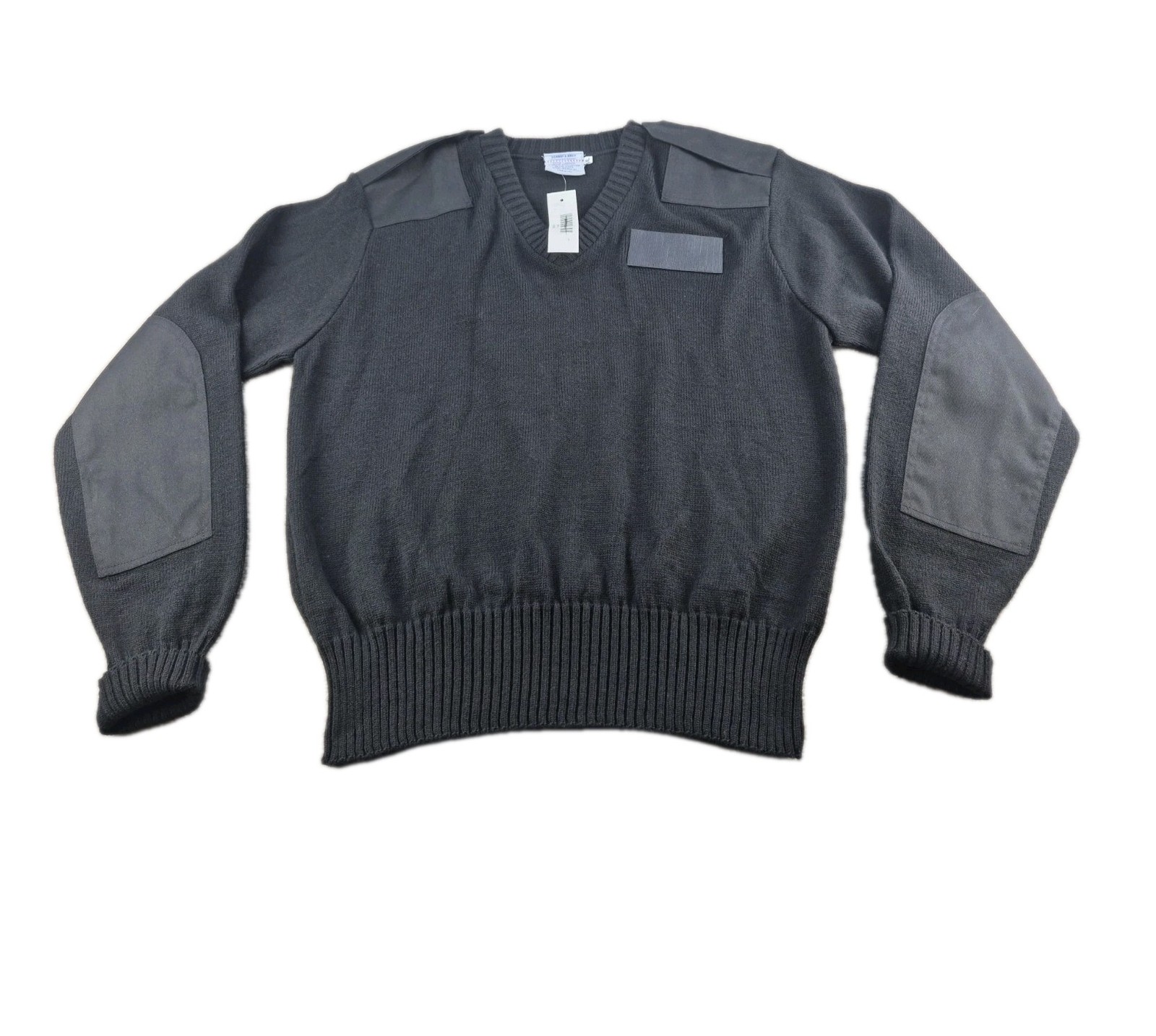 Scharf & Breit V-Neck Pullover Sweater Vtg Men Sz XL Black Acrylic Commando USA