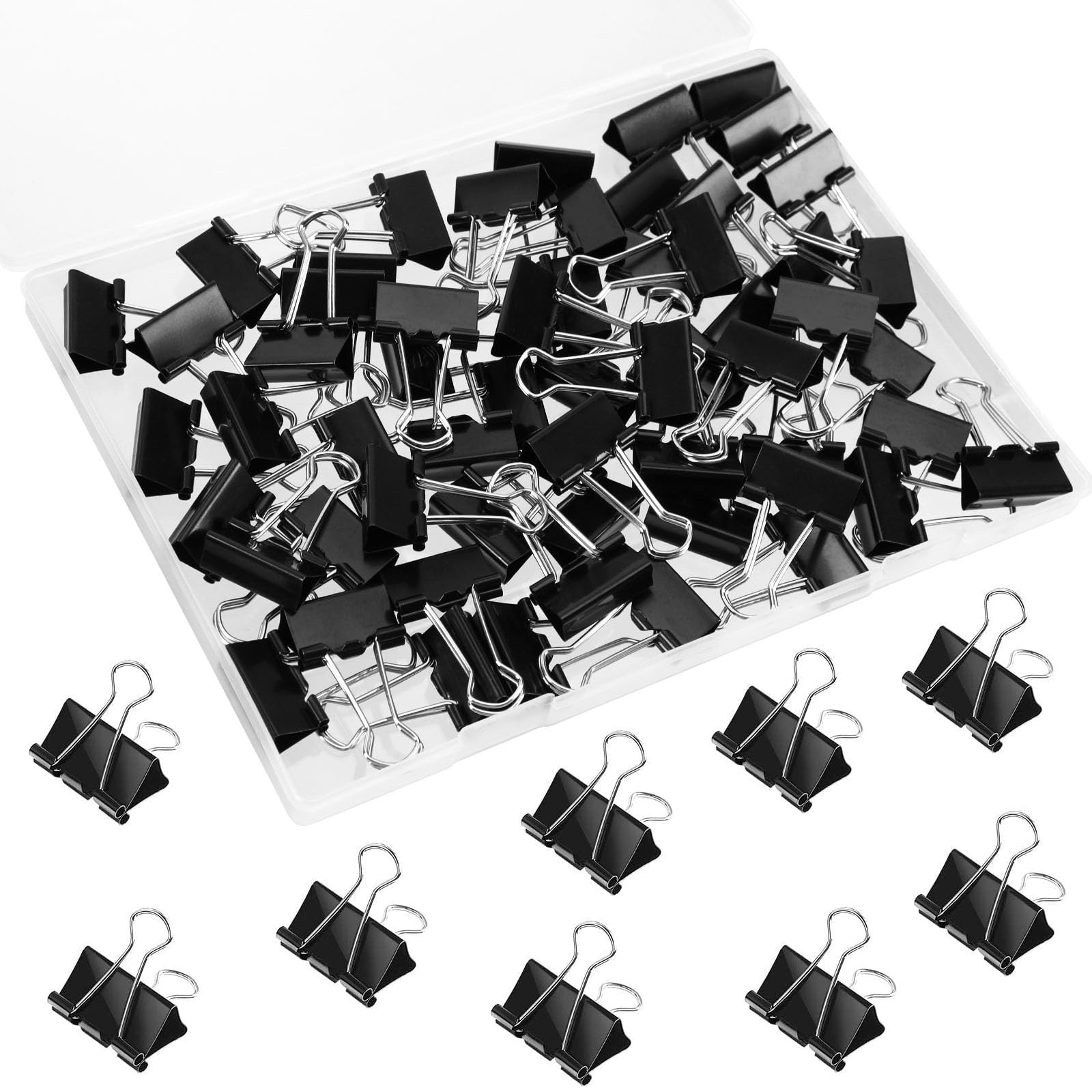 SANNIX 42 PCS Binder Clips, 1 inch 25mm Clips Black 1 inch,