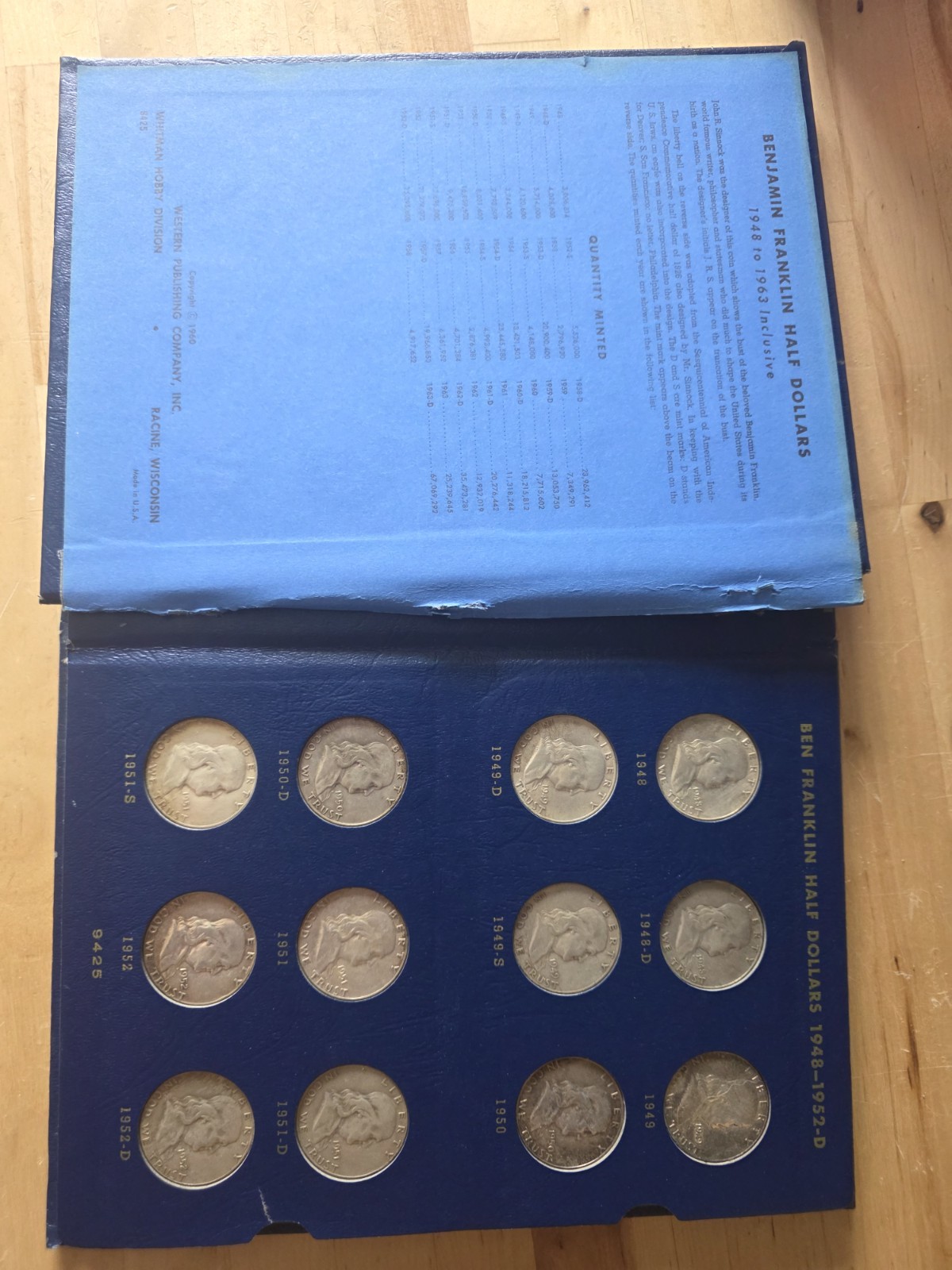 Complete Franklin Half Dollar Set 1948-1963 35 Coins, 90% Silver