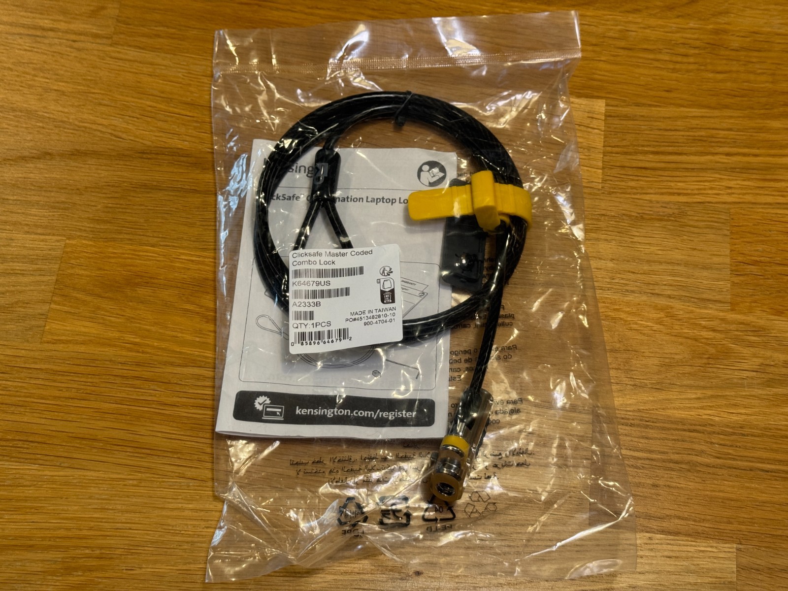 Kensington ClickSafe® Combination Laptop Locking Cable - BRAND NEW