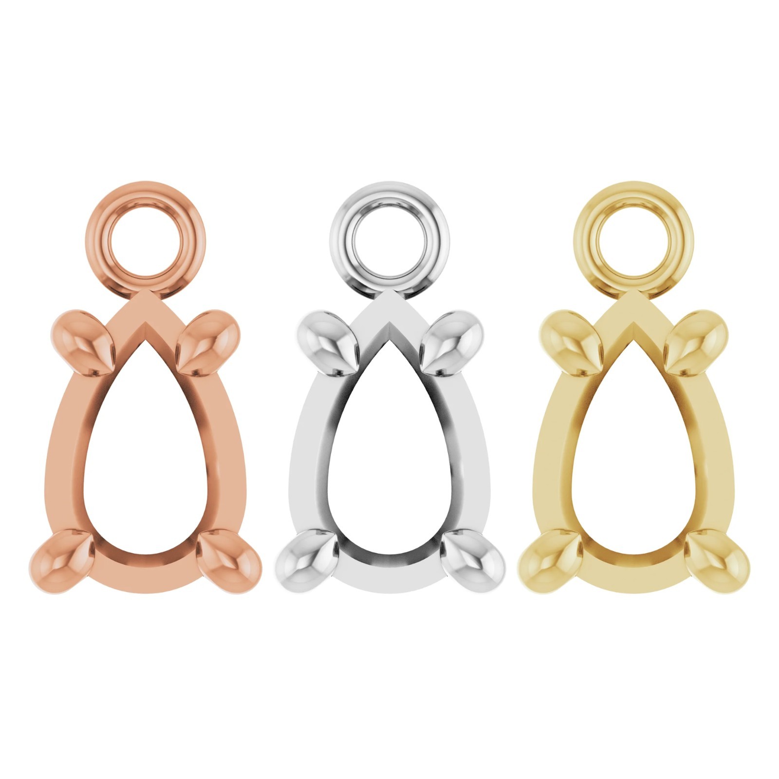 10K 14K 18K Gold, Platinum & Silver 6x4 mm Pear 4-Prong Claw Dangle