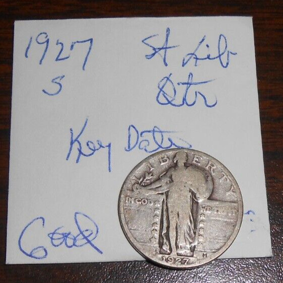 1927 S T-1 STANDING LIBERTY QUARTER - GOOD - VARIETY 2 - KEY DATE