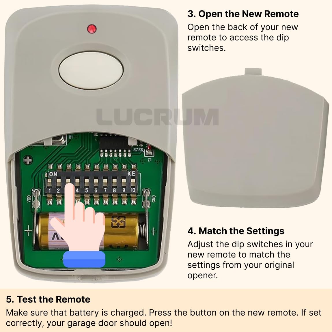 Lucrum for Linear 3089 Multicode Gate Opener Remote - 300 MHz 10 Dip Switch G...