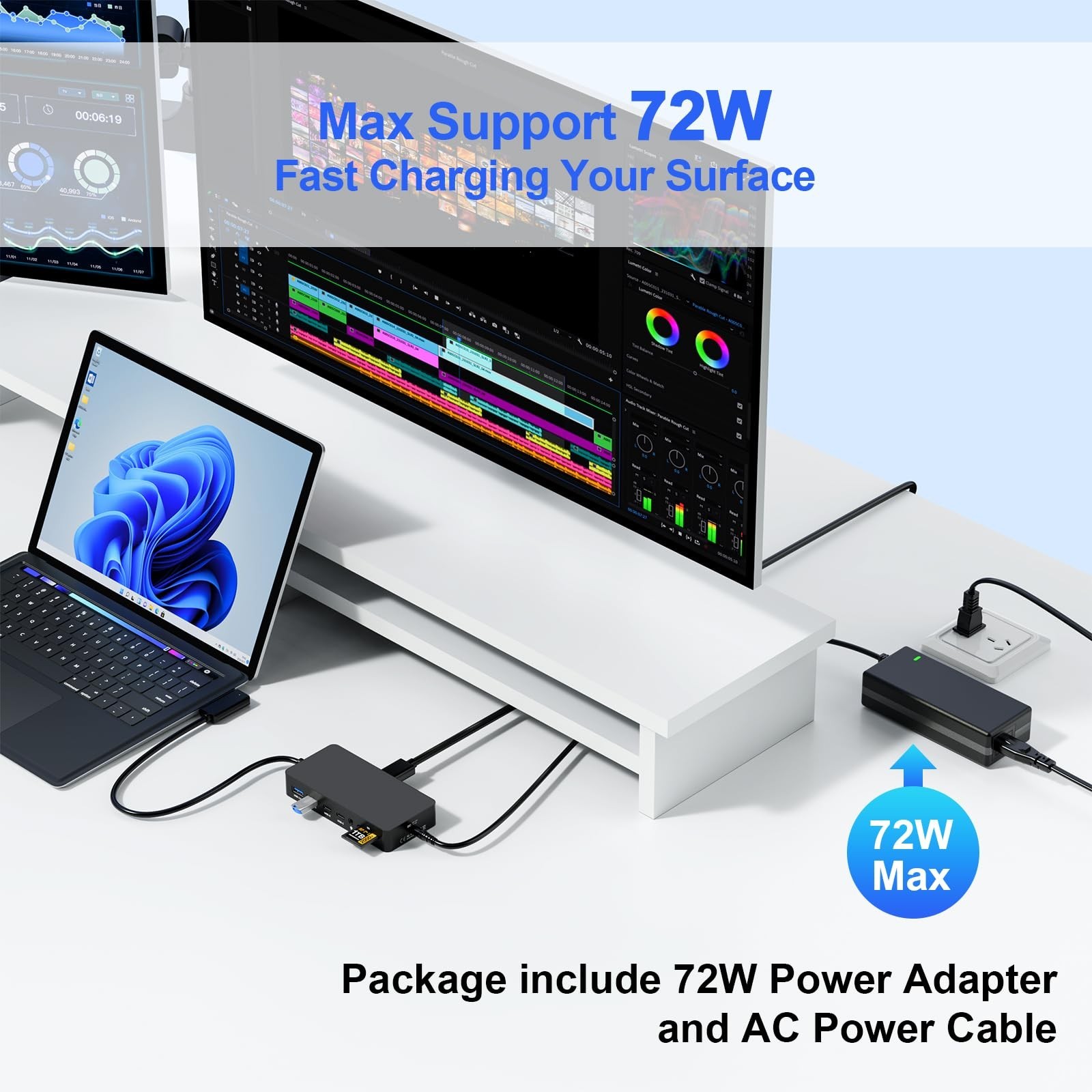 2026 New Surface Dock, 12-in-1 Surface Docking Station Triple Displ... Fast Ship