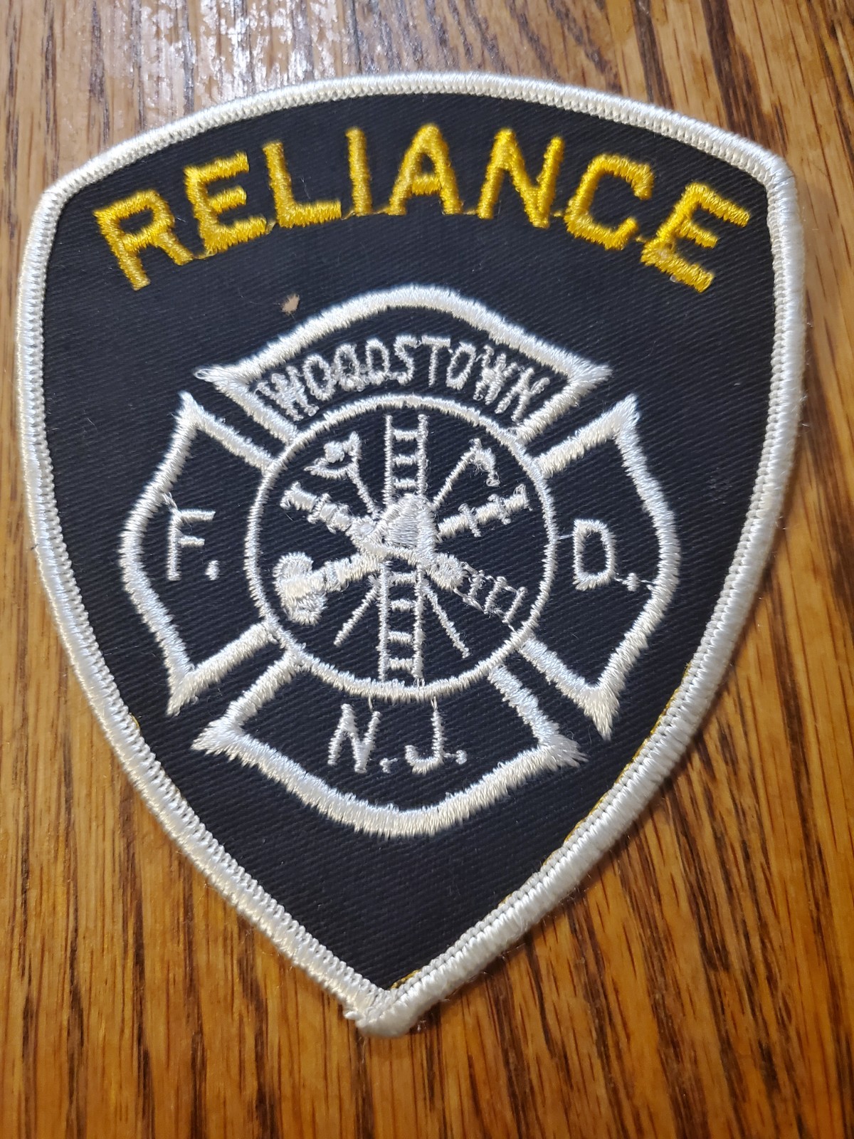 vintage embroidered patch for the Reliance Fire Company in Woodstown, New...