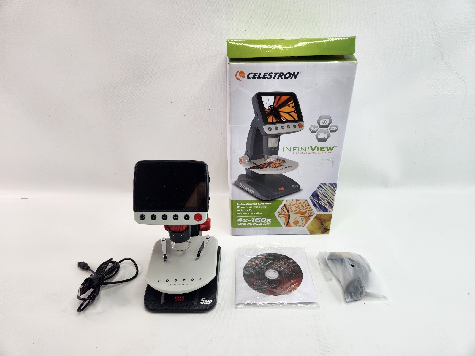 As is - Broken Celestron Cosmos 5 MP InfiniView LCD Digital Microscope 44362