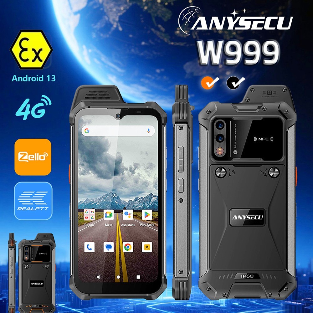 UNIWA W999 Andriod 13 4G Network Radio Rugged Waterproof NFC ATEX Mobile Phone