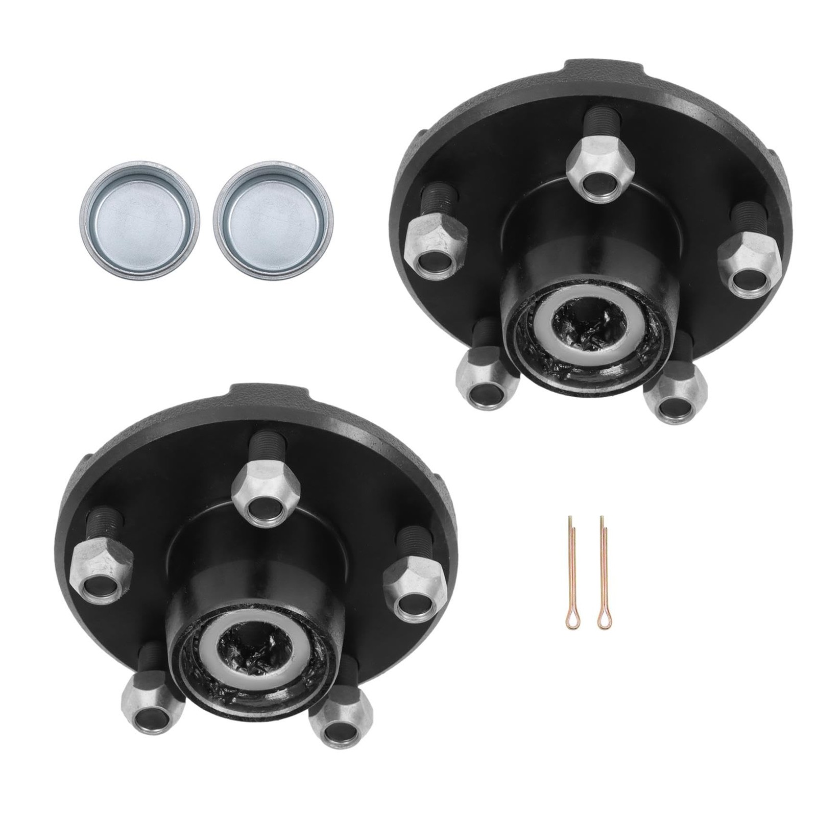 2 Sets Pre-Assembled 5 on 4.5 Trailer Hub Bearing Kit for 2000lbs 1 Inch Spindle