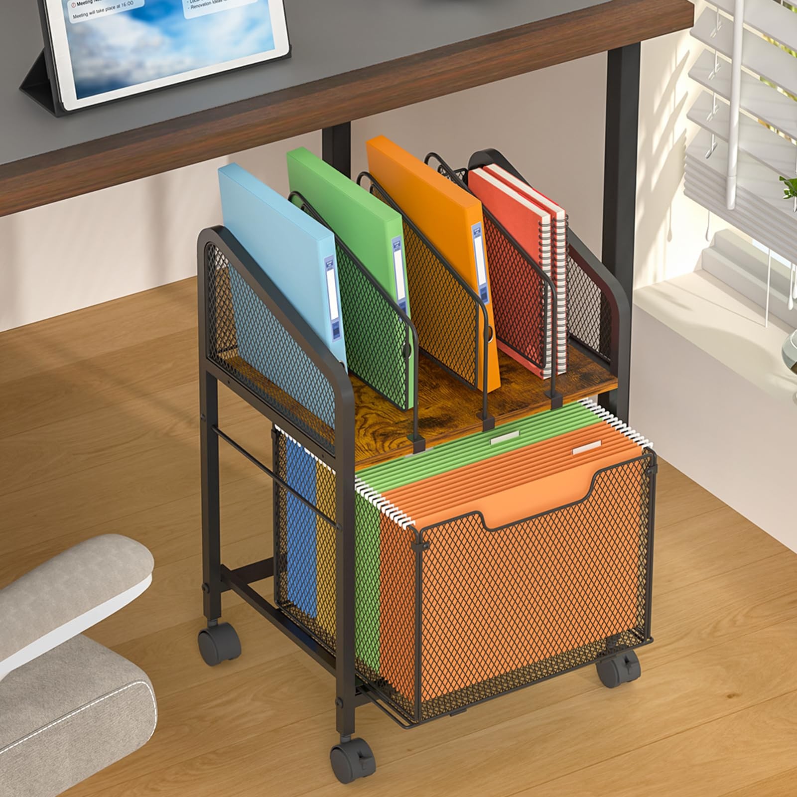 Rolling File Cabinet Adjustable Dividers Vertical Storage Drawer Lockable