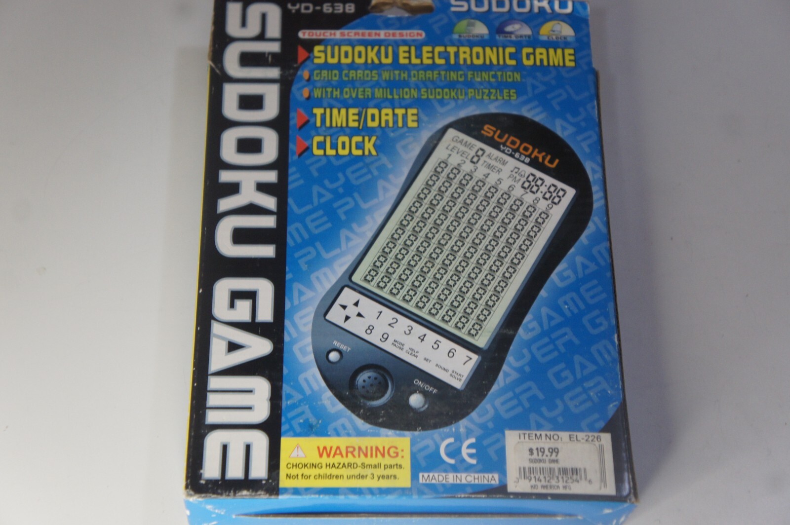Sudoku Electronic Handheld Game YD-638 With Time Date - SOUND DOES NOT WORK