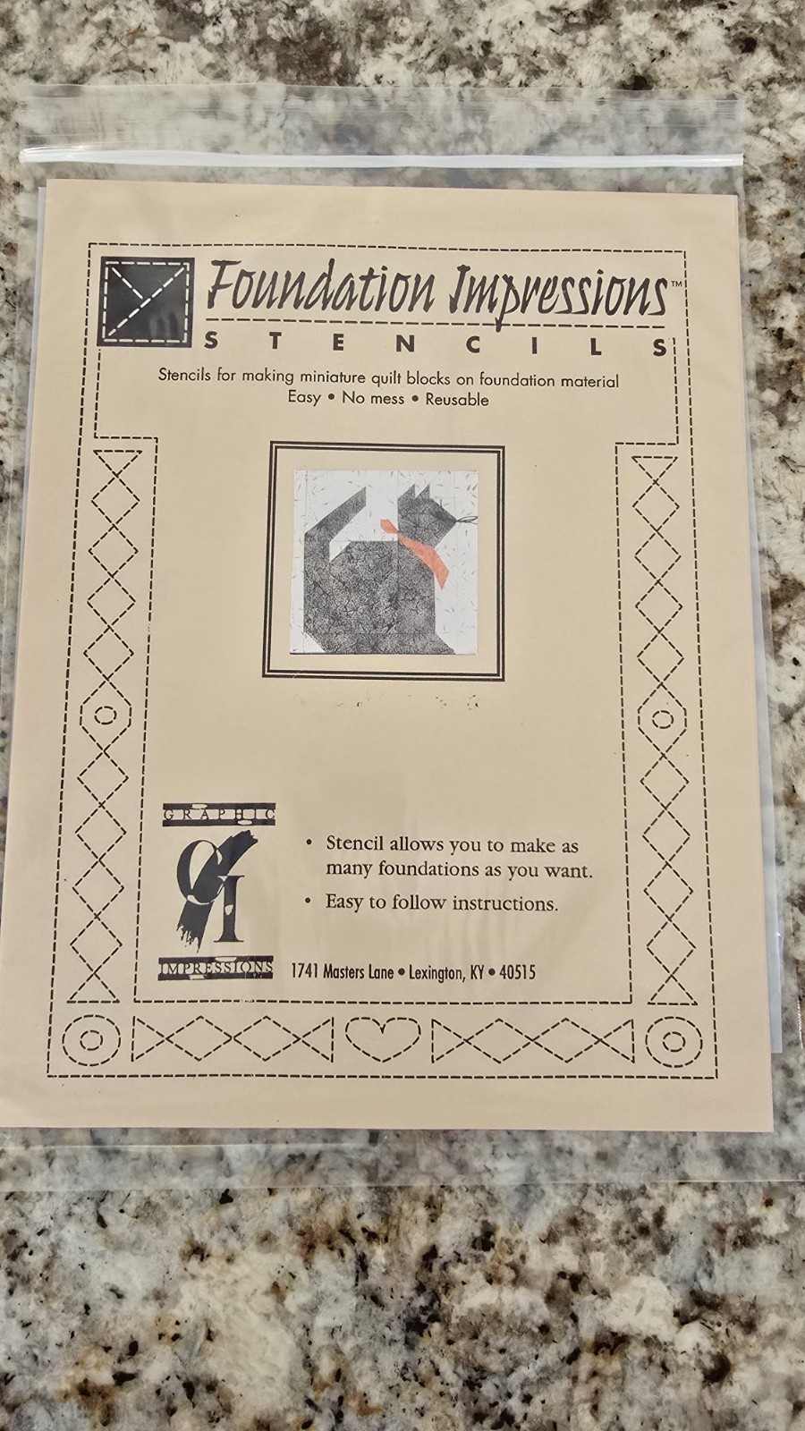 Foundation Impressions Quilt Stencils Twisted Sister Rotary Template & Pattern