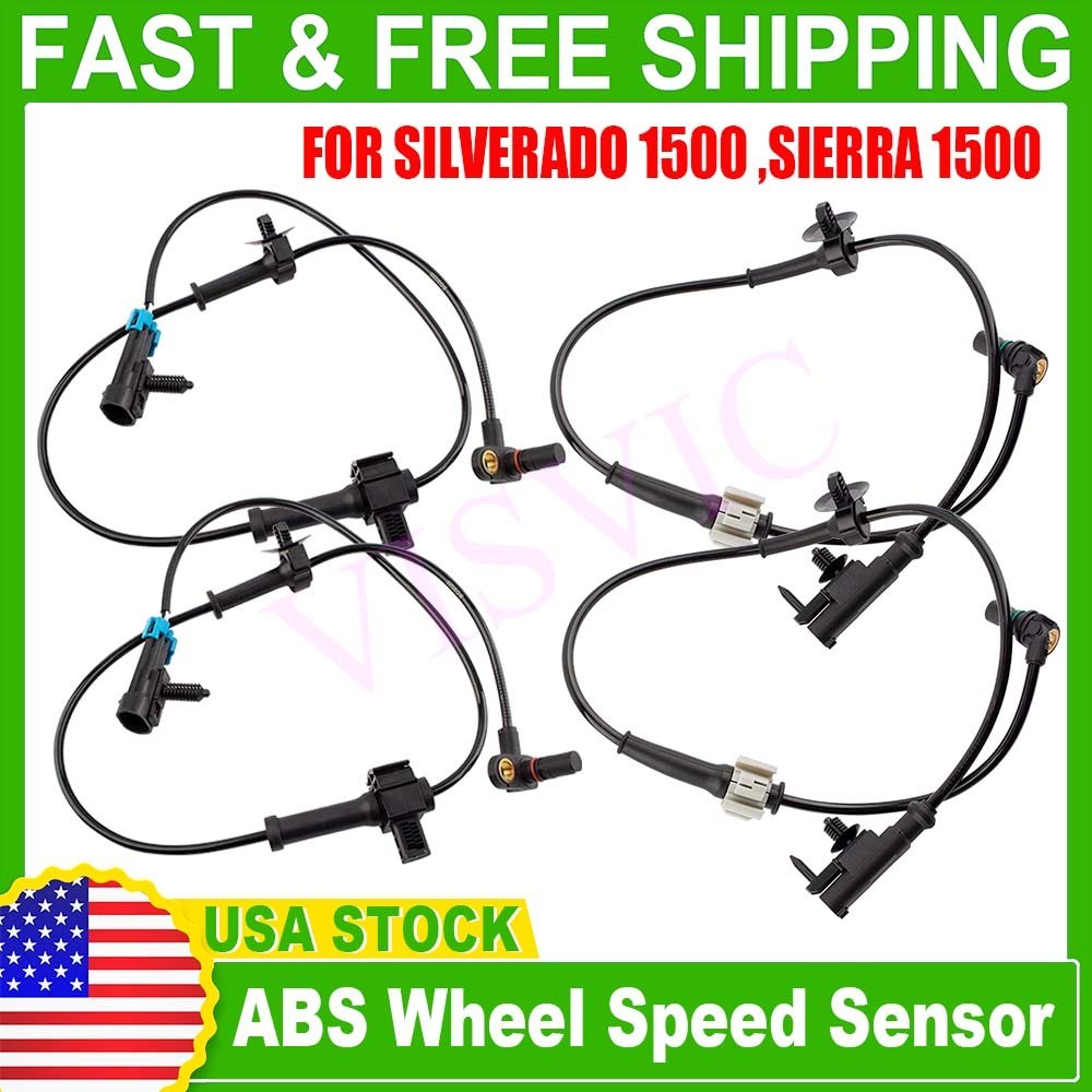 Front and Rear Left & Right ABS Wheel Speed Sensor 2 Pair for Chevy Silverado