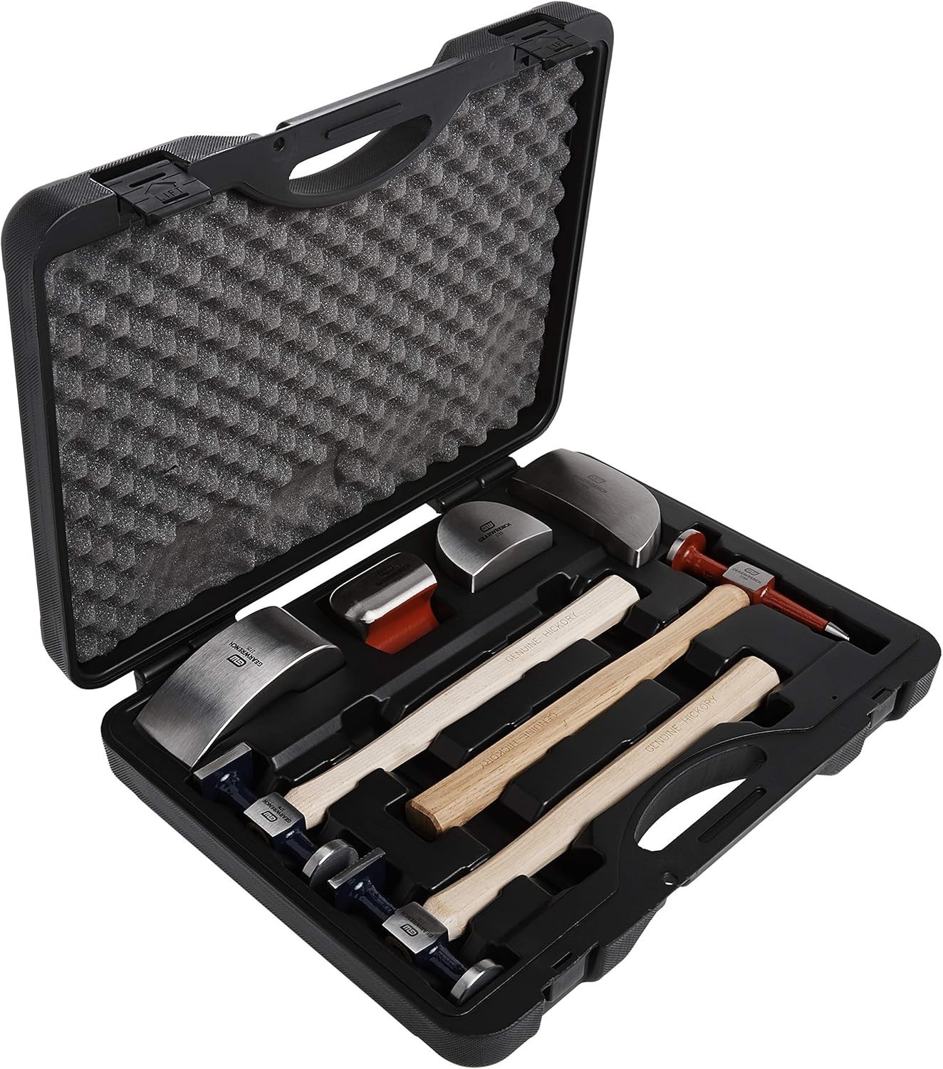 Lightweight 7-Piece Hammer & Dolly Set with Flame-Treated Hickory Handles