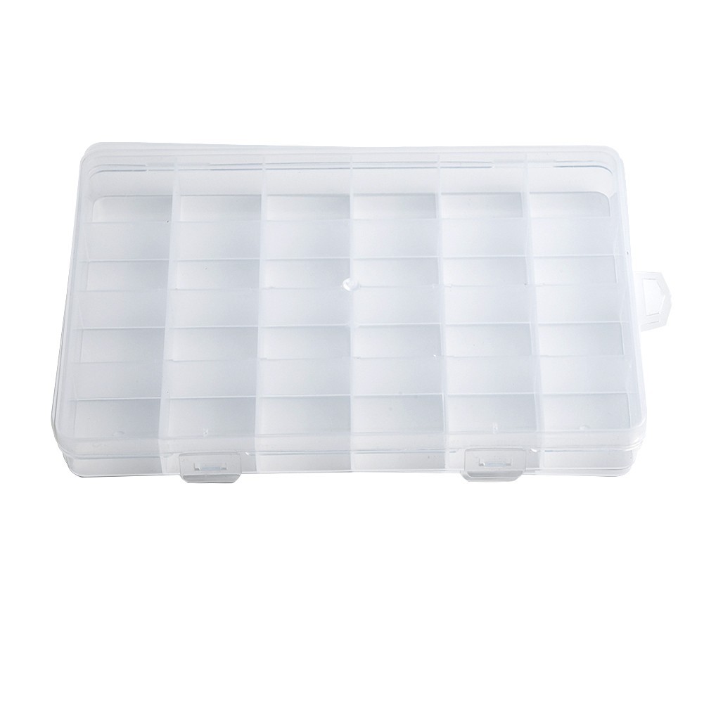 UK-24 Compartments Transparent Plastic Storage Box Electronic Component Parts