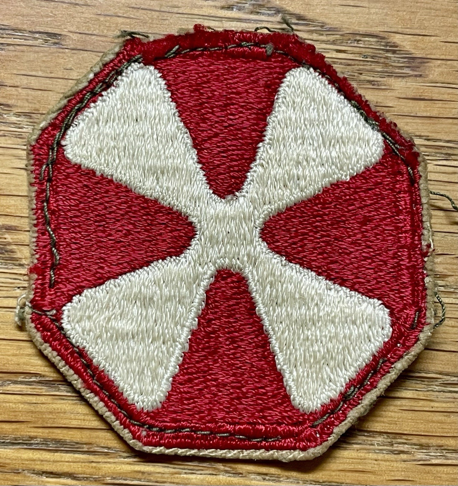 ORIGINAL WWII & 1950’s - US 8th  ARMY PATCH - WORN - WHITEBACK
