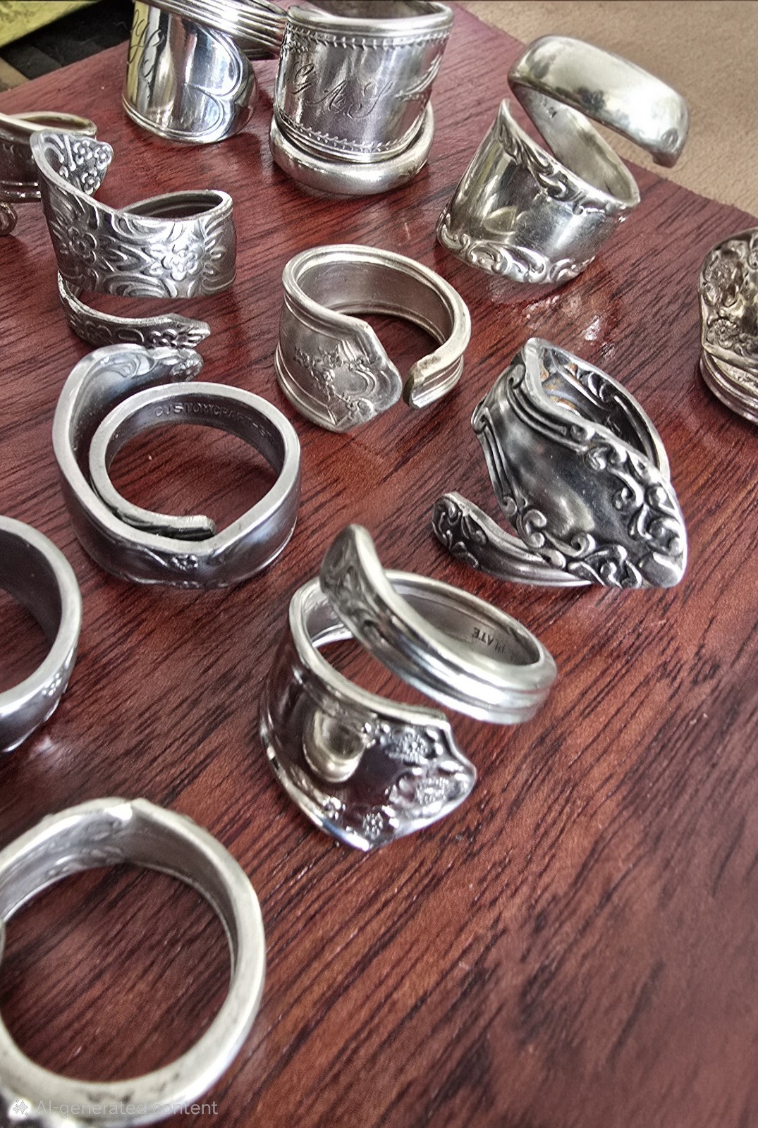 Customcraft Handcrafted Stainless Steel Wrap Band Ring Size 9 Silver Art