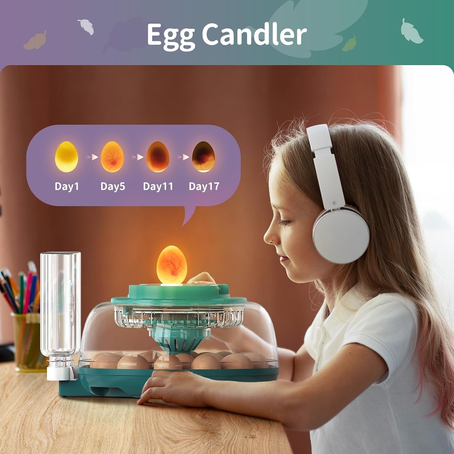Automatic Egg Hatcher with LED Screen, Large Egg with Adjustable Turning & Hu...