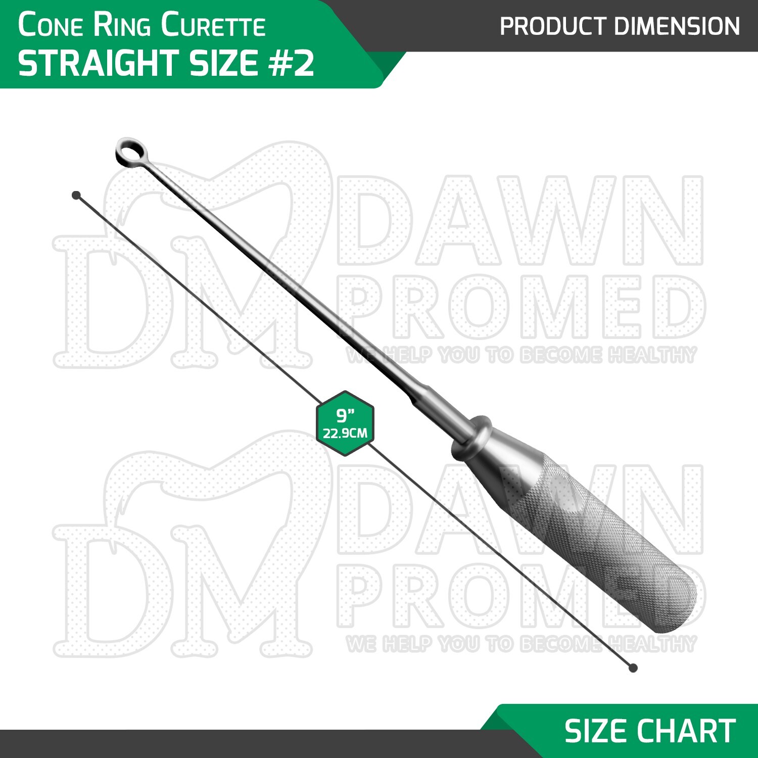 Cone Ring Curette 9″ Straight 6mm Size #2 Orthopedic Instruments German Grade