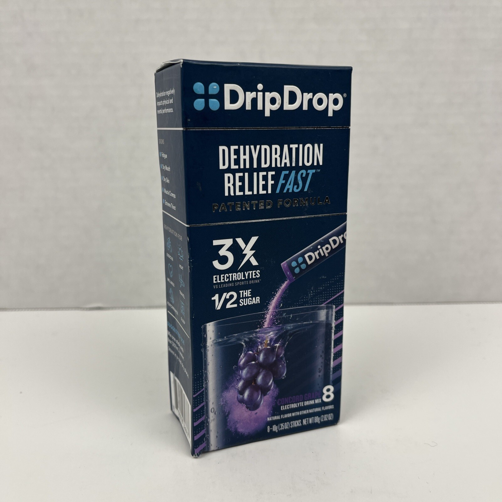 DripDrop Electrolyte Drink Mix Powder Dehydration Relief Grape 8 Pk Exp 11/27