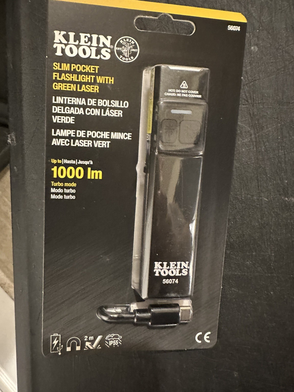 Klein Tools 56074 Slim Pocket LED Flashlight with Green Laser Rechargeable(545)