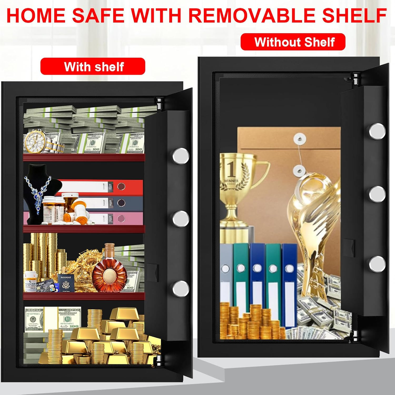 6.0 Cuft Large Fire Proof Safe for Home Documents, Safe Box Fireproof Waterproof