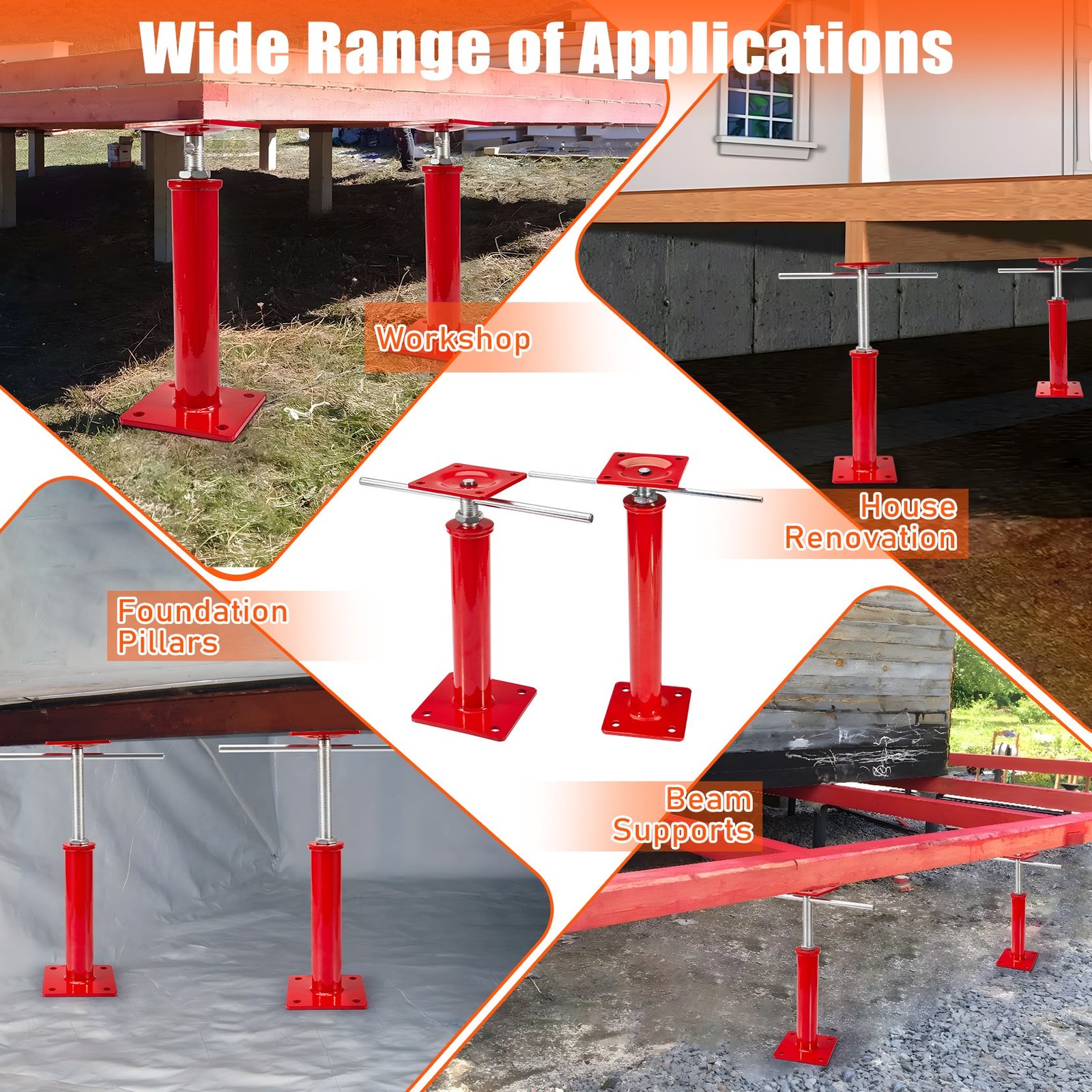 16" -21" Adjustable for Cellar Ceiling House Jacks for Leveling Crawlspace 2PCS