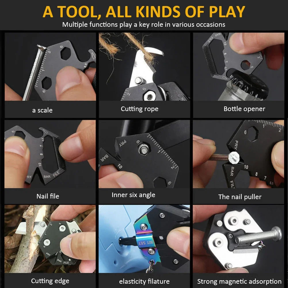 Multifunctional EDC Keychain Screwdriver Hex Coin Folding Pocket Tool