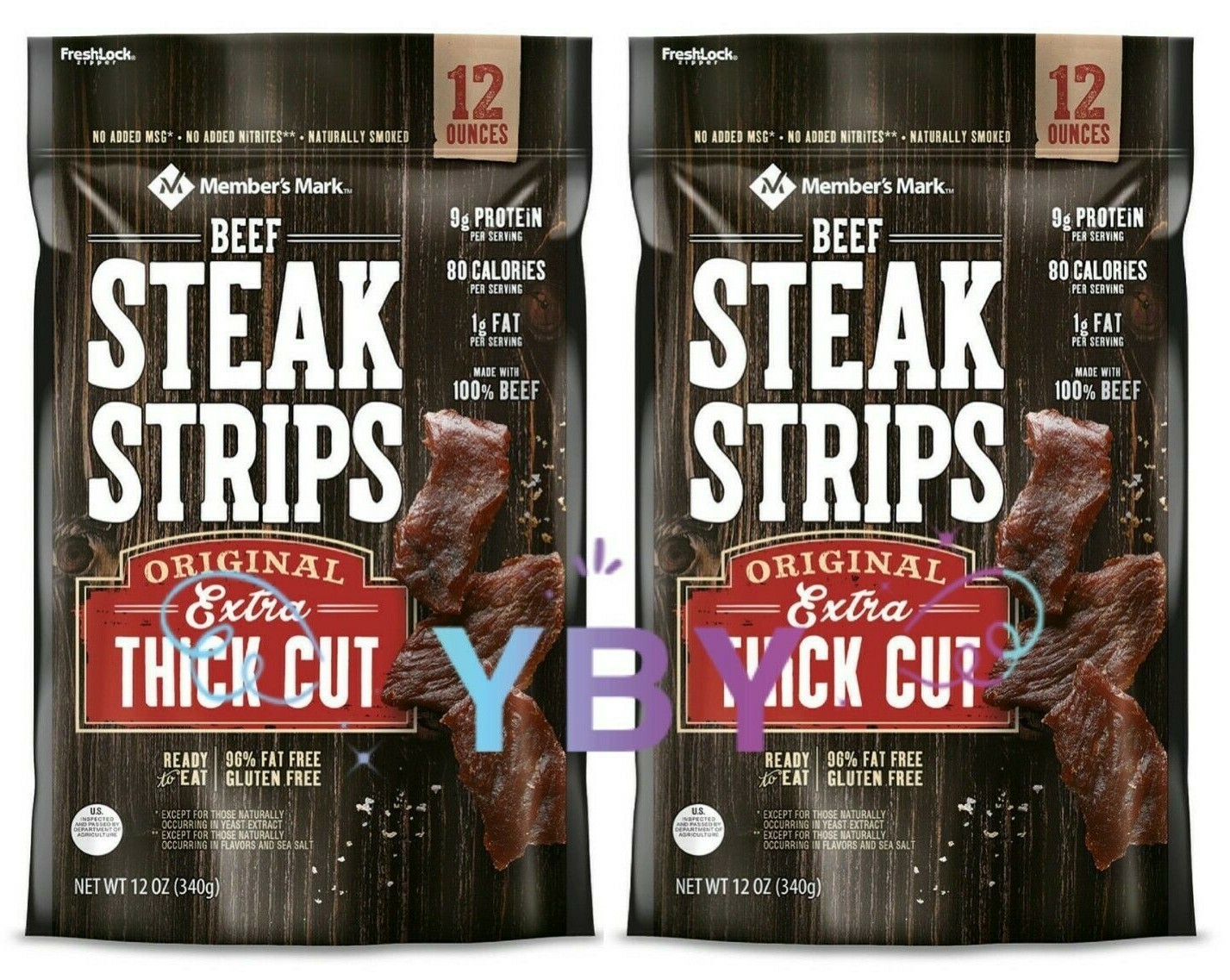 2 Packs Member's Mark Beef Steak Strip Original Extra Thick Cut 12 OZ Each Pack