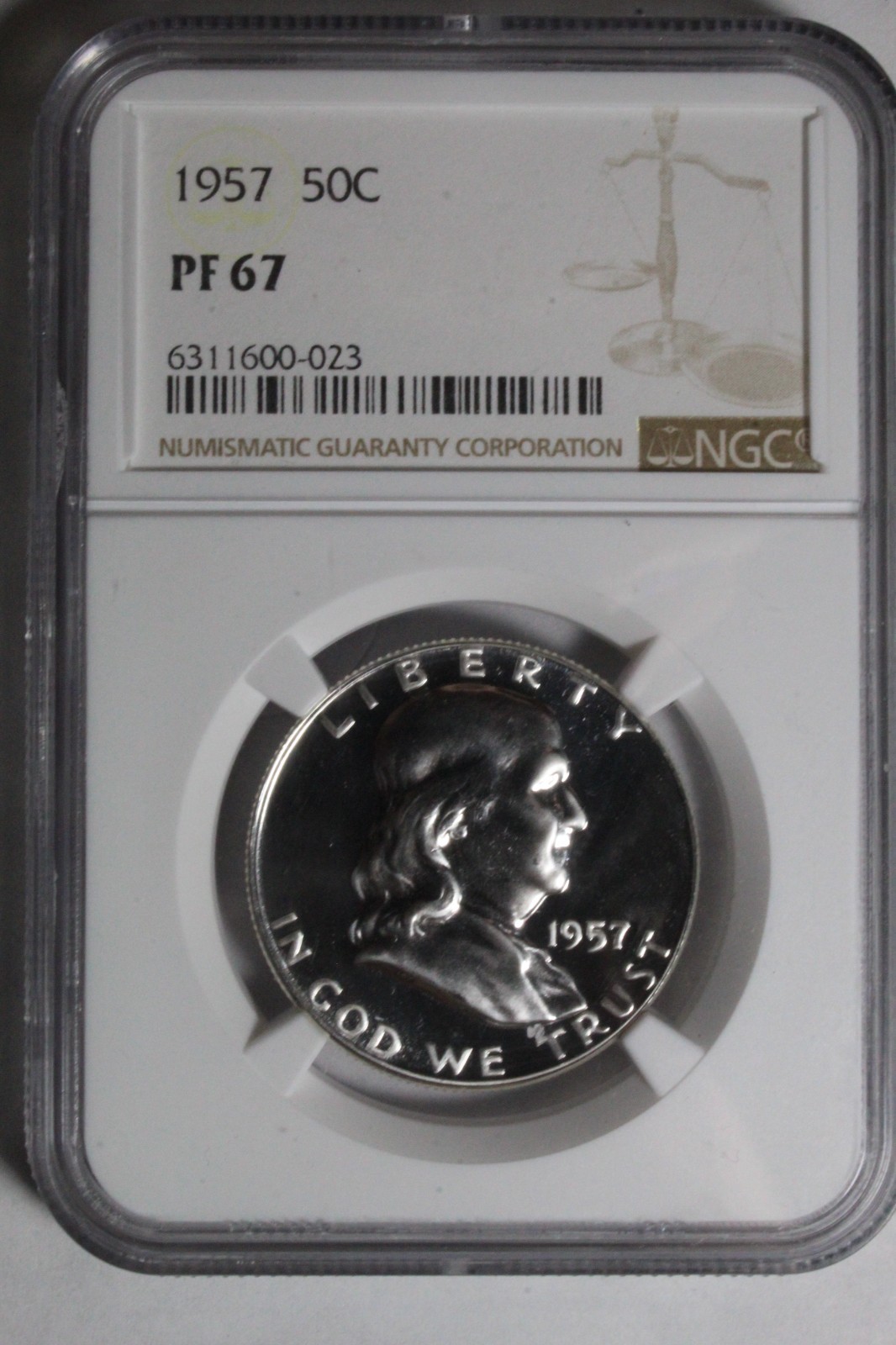 1957 PF 67 Franklin NGC Half Dollar