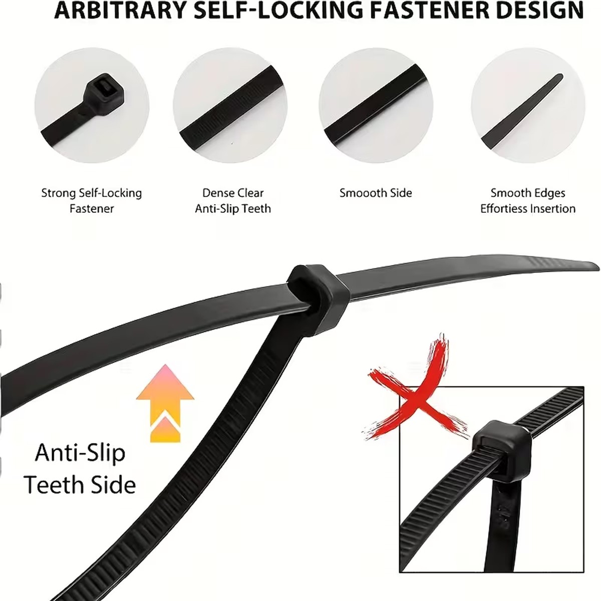 500 Pack Ties Cable Zip Ties Heavy Duty Plastic Self-Locking Nylon Ties