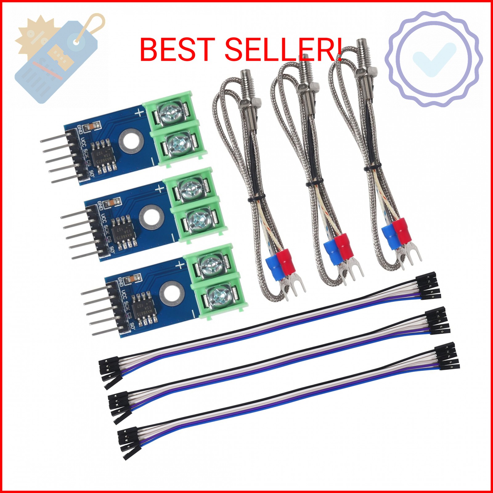 3pcs DC 3-5V MAX6675 Module + K Type Thermocouple Temperature Sensor Thermocoupl