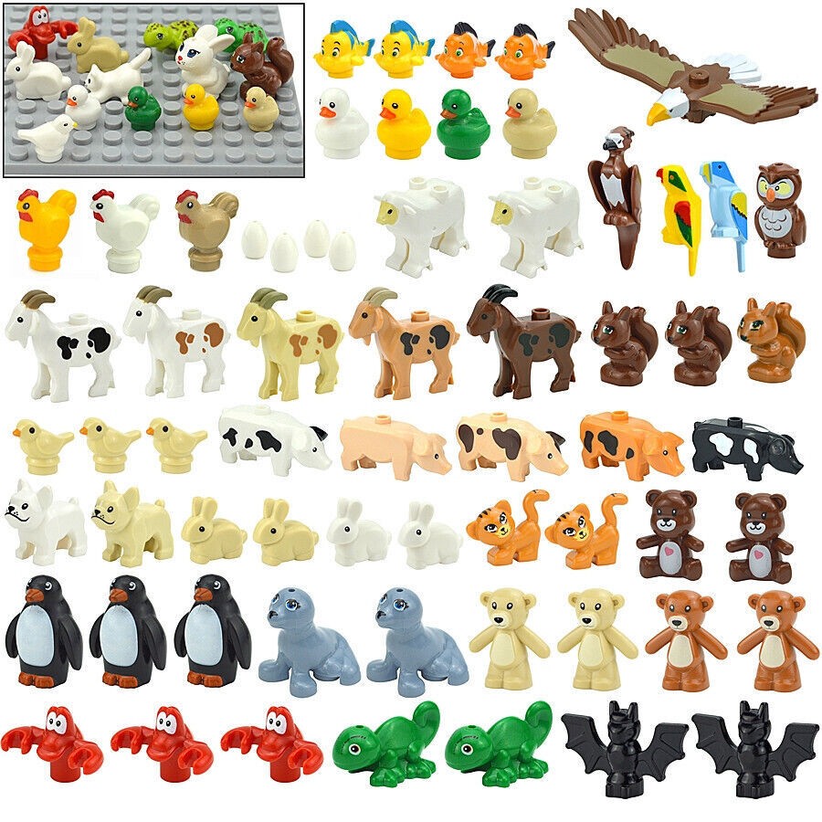 City Animals Zoo For Lego Building animals Blocks Sets Shark Turtle Cat Dog Bird