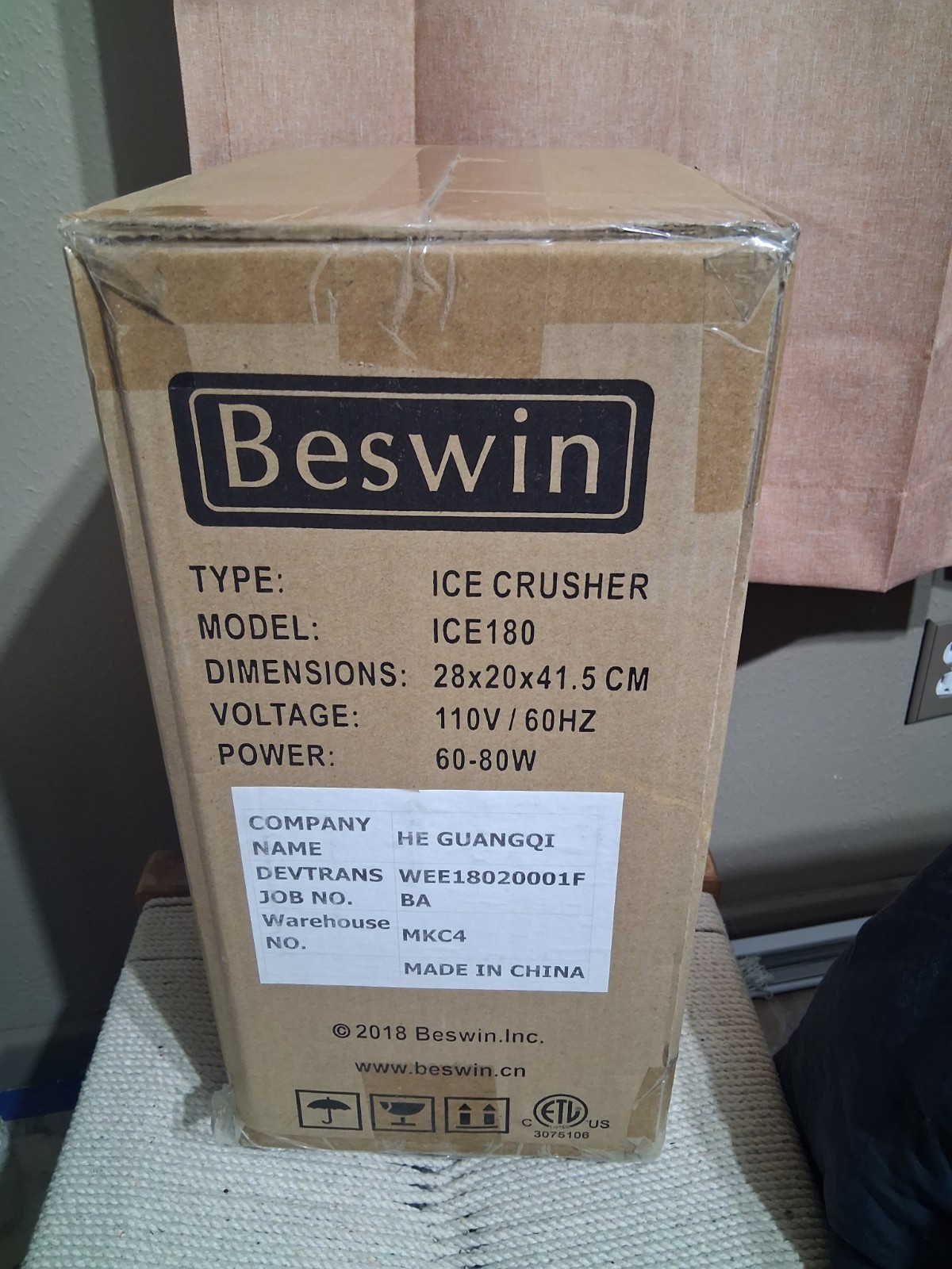 2018 Beswin Inc. Ice Crusher Model # ICE180 (NEW IN BOX)