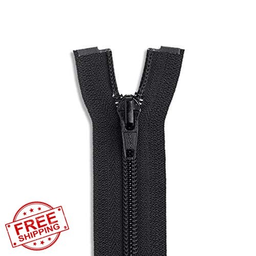 Black Nylon Coil Zipper 36 Inch Separating for Crafts