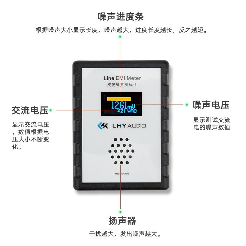 10KHz-10MHz Line EMI Meter Mains Noise Tester Broadband With OLED Screen