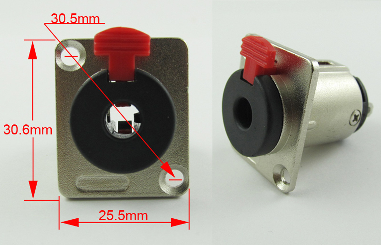 10 pcs 3 Pole 6.35mm 1/4" Female Jack Panel Chassis Lock Socket Audio Connector