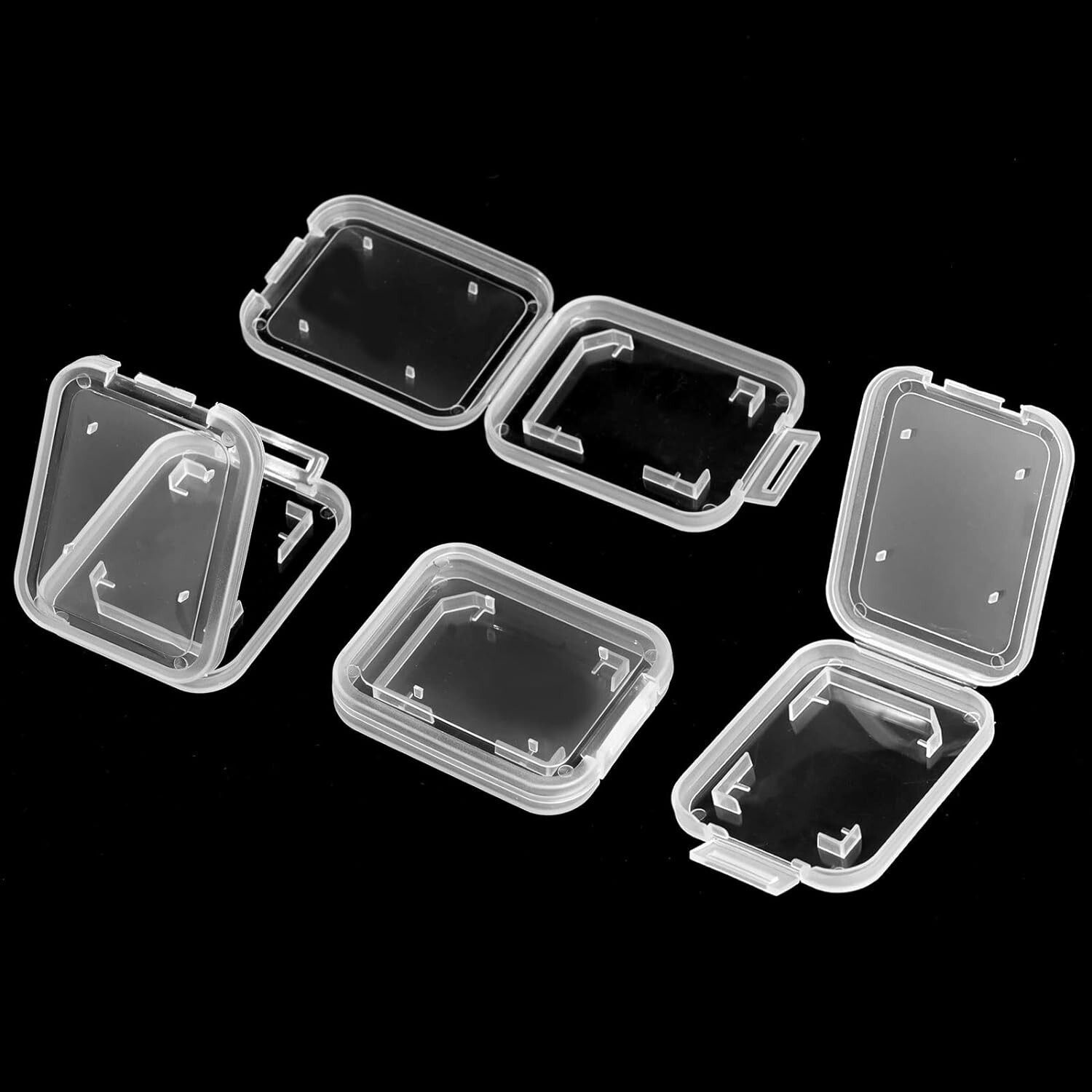 60pcs Plastic Transparent Standard SD SDHC Memory Card Case Holder Storage Box