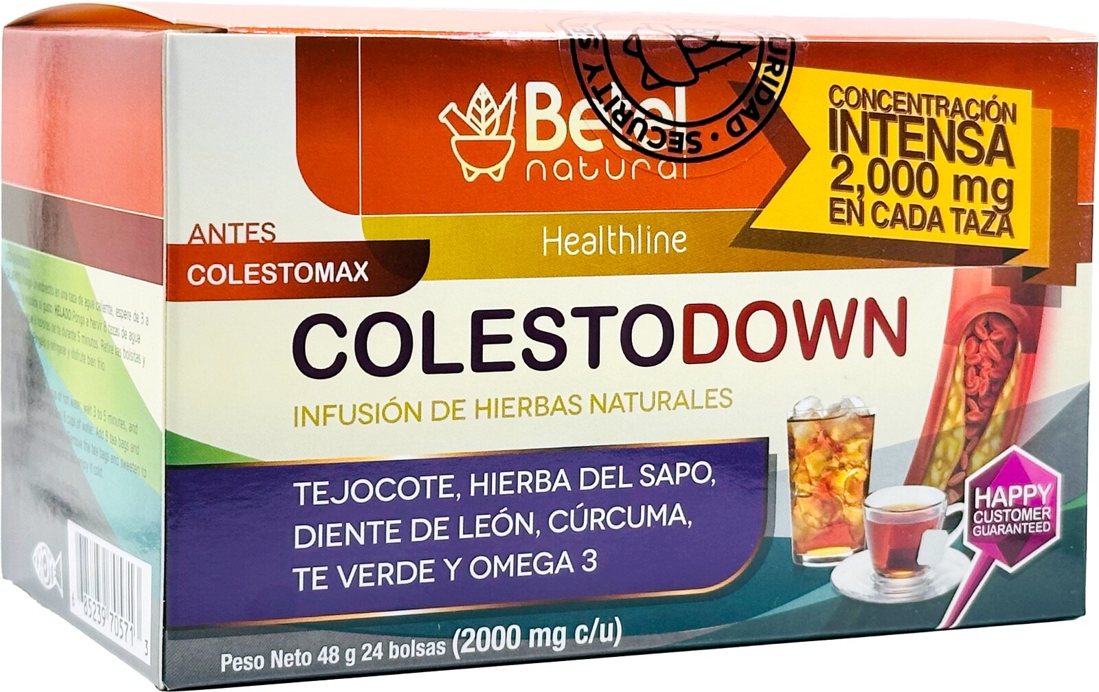 Premium Colestodown Tea by Betel Natural - Healthy Cholesterol Levels - 2 Grams