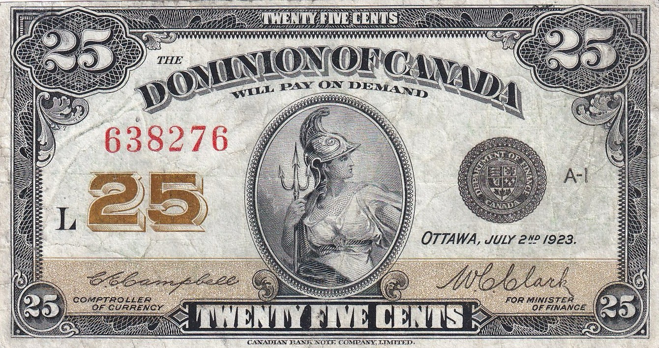 Dominion Of Canada 25¢ 1923 Pick# 11c
